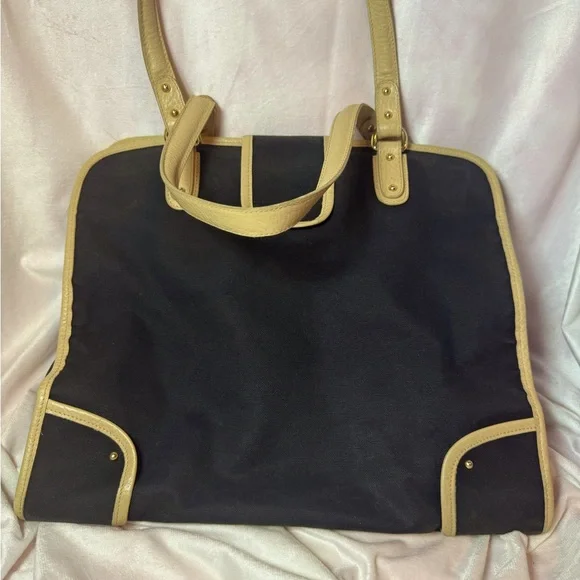 Dolce and Gabbana Tote Black Nylon Tan Leather Leopard Lining Rare Vintage - Picture 7 of 15